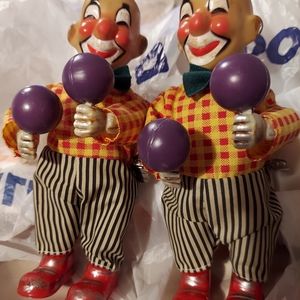 1950 vintage russ winde up clowns